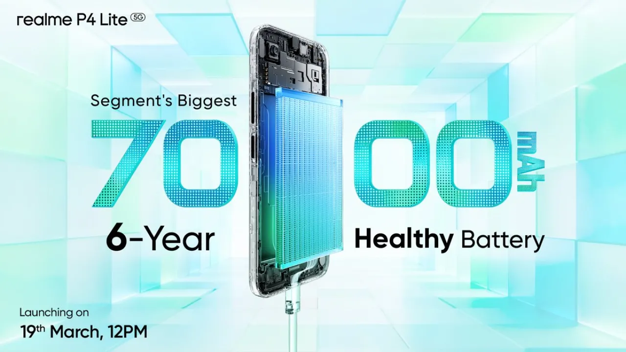 Realme P4 Lite 5G: 7000mAh Batarya ile Uzun Ömürlü Kullanım 19 Mart'ta Başlıyor